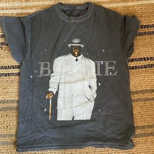 Biggie Smalls styled as a Faded Grey Tshirt